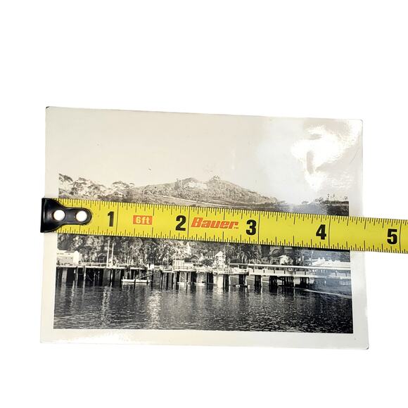 Vtg Pier with Mountain View Original Monochrome Photography Found Snapshot 1940s - Picture 4 of 4
